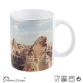 Taza cambiante de color blanco de 11 oz con etiqueta completa